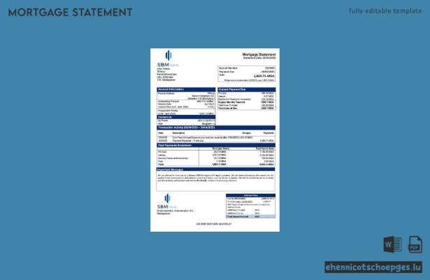 Beispielansicht eines Hypothekenauszugs der Banque SBM Madagascar (Word und PDF)